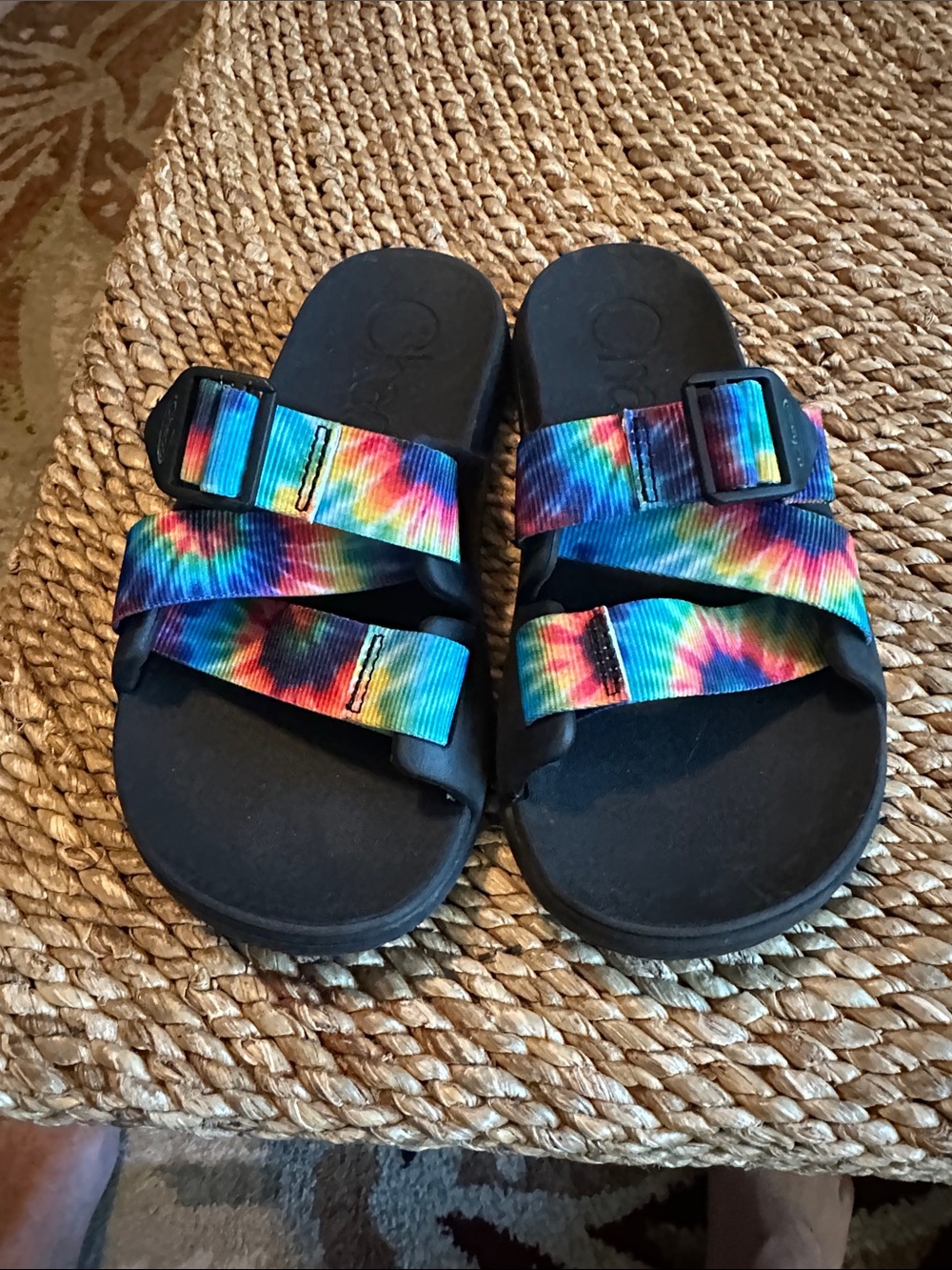 Women’s size 6 Tie-Dye Slide Sandals - Black Base